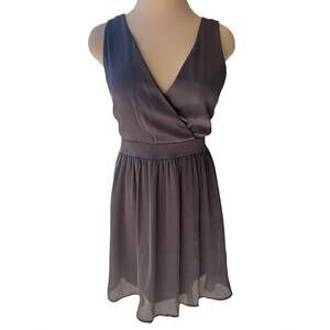 NEW ALLIE ROSE women's chiffon mini dress in slate grey